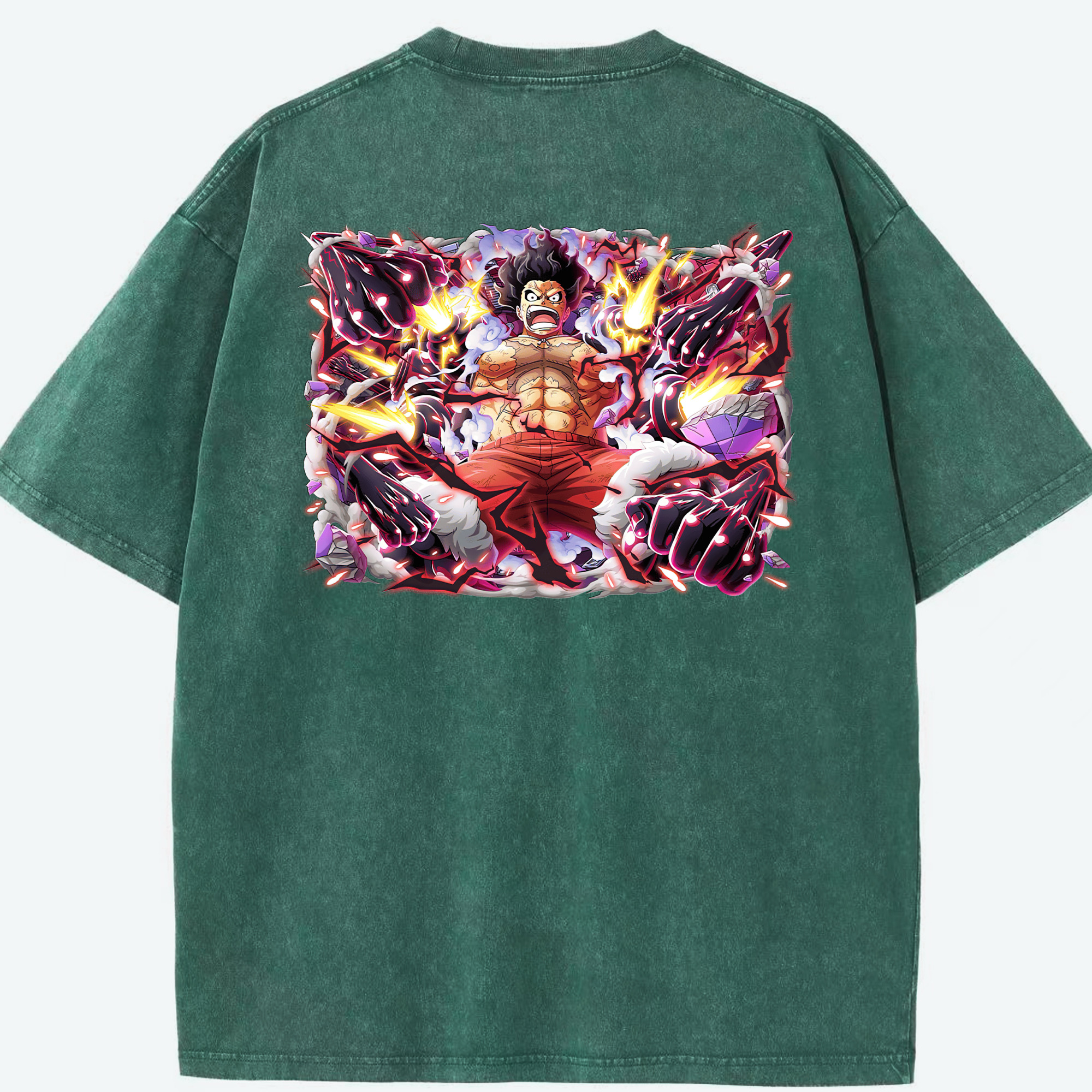 ワンピース モンキー・D・ルフィ ONE PIECE Monkey D. Luffy 綿100% ヴィンテージ風 半袖Tシャツ（背面プリント）